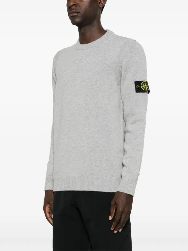 Stone Island Compass Patch Knit Sweatshirt - Grey