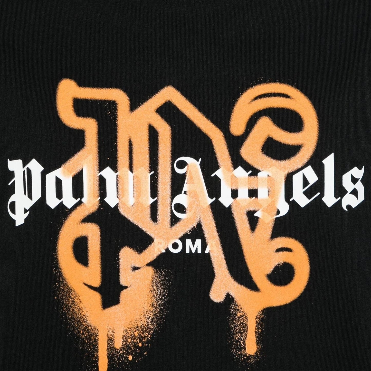 Palm Angels Roma Sprayed Monogram Logo T-Shirt - Black/Orange