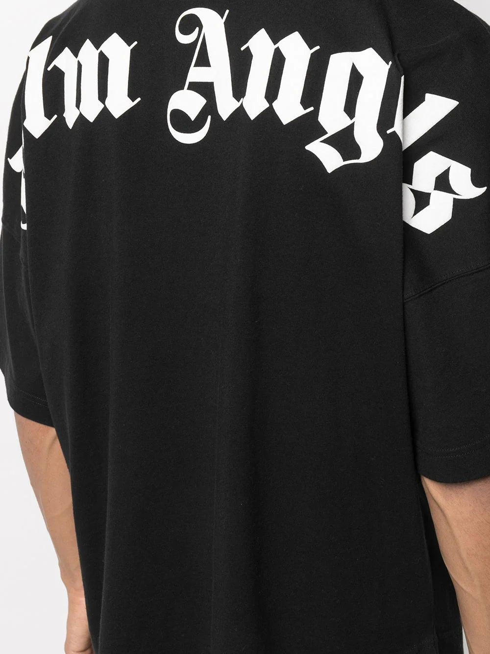 Palm Angels Oversize Neck Logo T-Shirt - Black