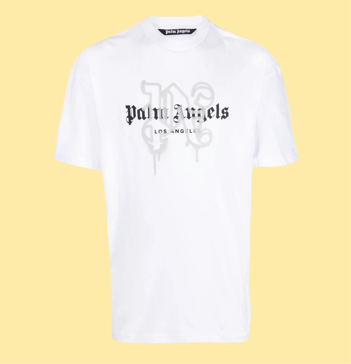Palm Angels Los Angeles Sprayed Monogram Logo T-Shirt - Black/White