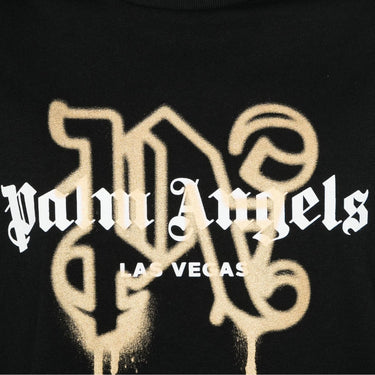 Palm Angels Las Vegas Sprayed Monogram Logo T-Shirt - Black/Gold