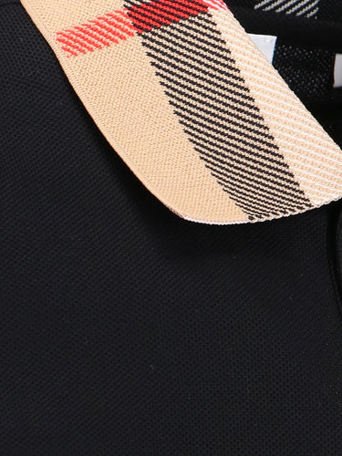 Burberry Checkered Short Sleeve Polo Shirt - Black