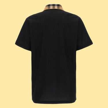 Burberry Checkered Short Sleeve Polo Shirt - Black