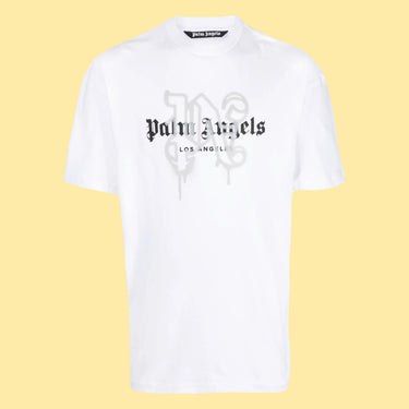 Palm Angels Los Angeles Sprayed Monogram Logo T-Shirt - Black/White