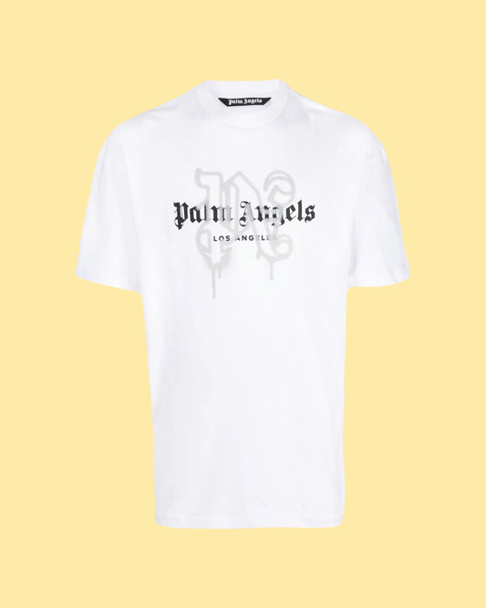 Palm Angels Los Angeles Sprayed Monogram Logo T-Shirt - Black/White