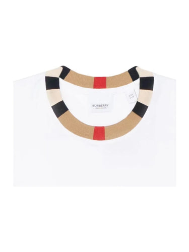 Burberry Icon Stripe Trim Cotton T-Shirt - White