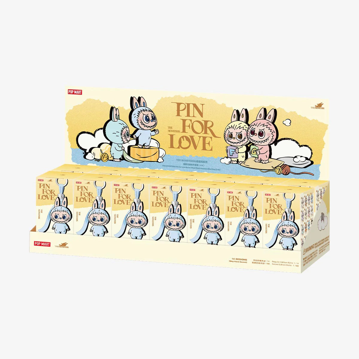 Pop Mart The Monsters Labubu Pin for Love Series Vinyl Plush Pendant (A-M) Sealed Case (14 Blind Box)