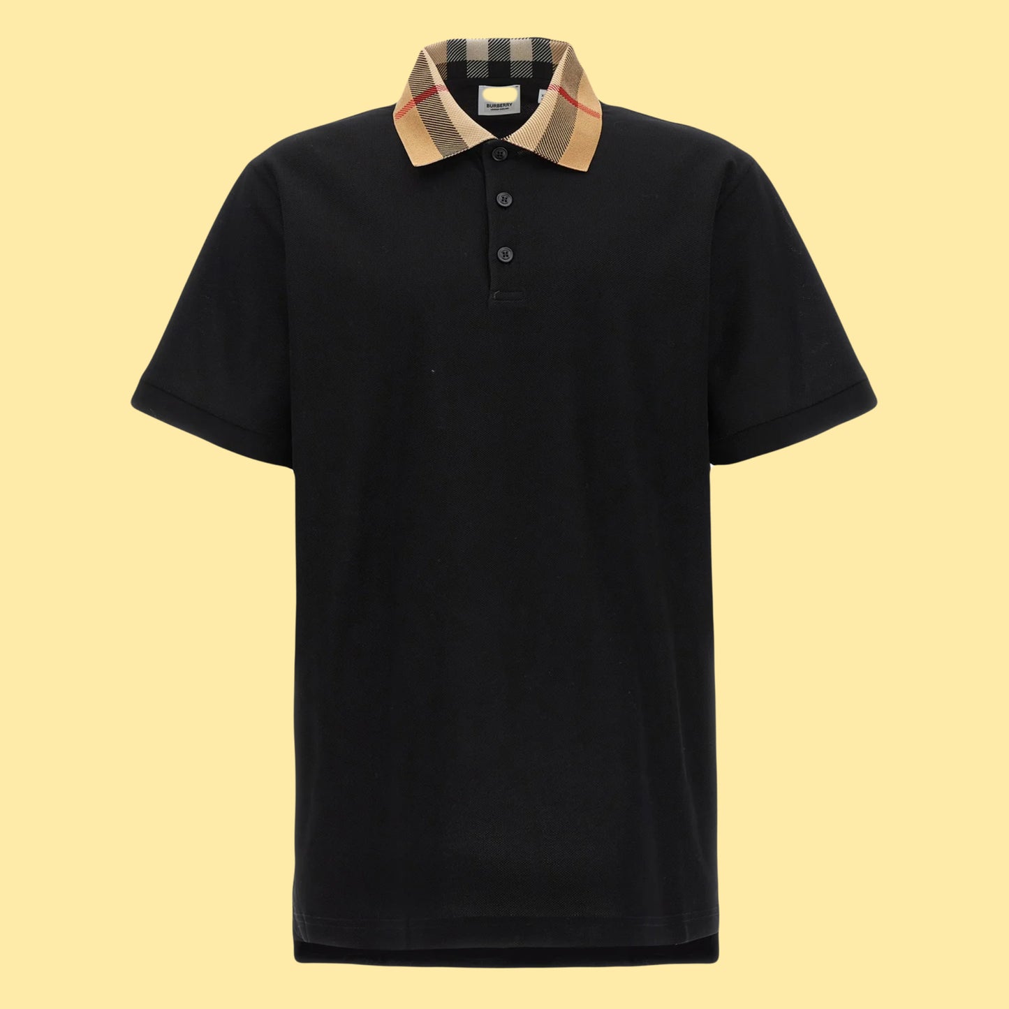 Burberry Checkered Short Sleeve Polo Shirt - Black