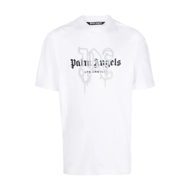 Palm Angels Los Angeles Sprayed Monogram Logo T-Shirt - Black/White