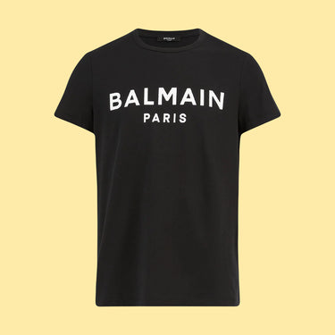 Balmain Flocked Logo T-shirt - Black/White