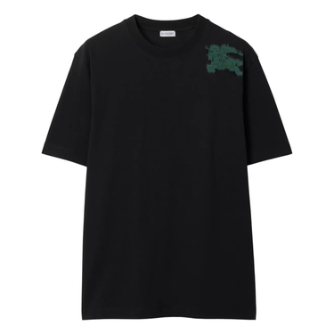 Burberry Equestrian Knight Cotton T-shirt - Black